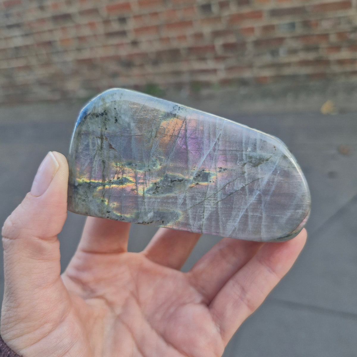 Labradorite freeform Purple/Blue/Orange/Green Flash - 200g 8.9x4.4cm