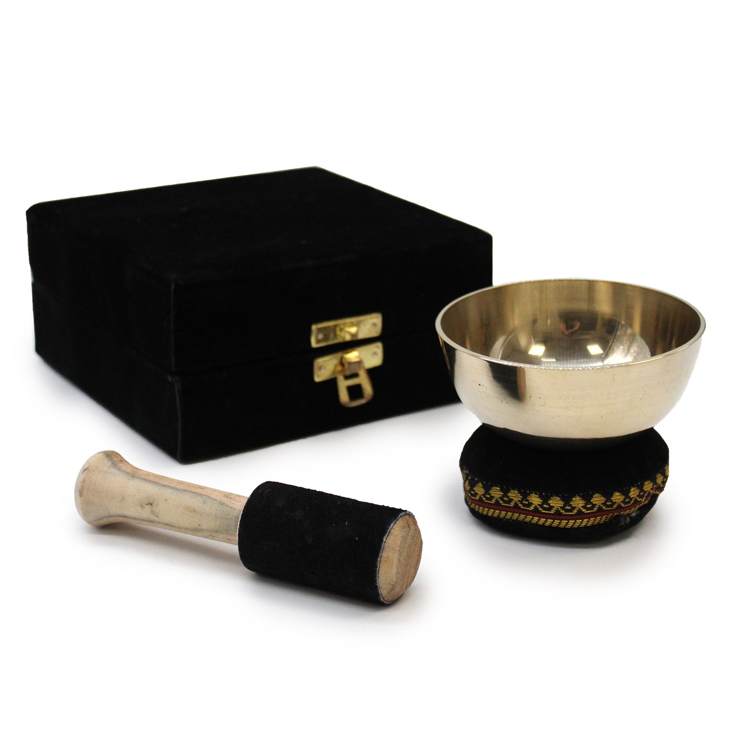 Tibetan Brass singing bowl 9cm gift set