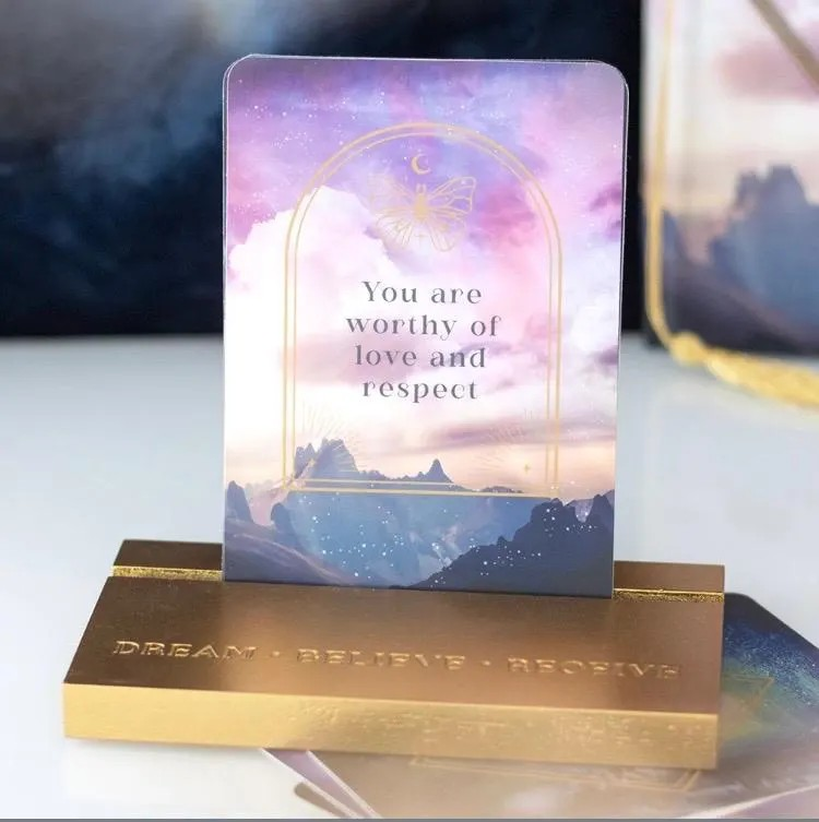 Luna Moth / Ethereal Affirmation cards with wooden stand